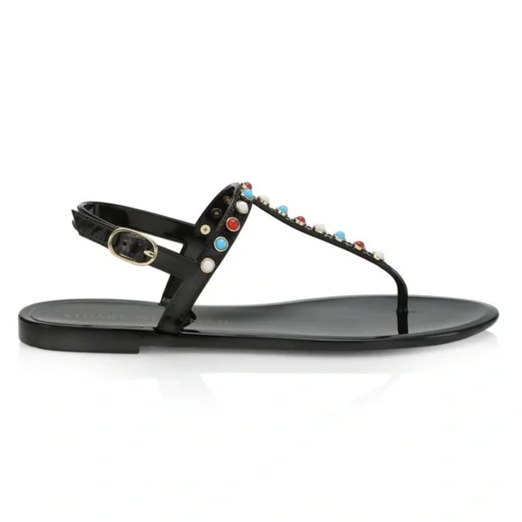 Stuart Weitzman Sawyer Sandals Jelly Thong Strappy  Multicolor Charms Slingback - Picture 6 of 8